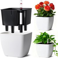 T4U 3Pcs 12,5Cm Eckig SelbstbewäSserungstopf Mit Wasserstandsanzeige, Blumentopf