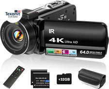 4K Video Camera Camcorder UHD 64MP Vlogging Camera for Youtube 18X Digital Zoom