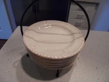 6 Signature Sorrento ivory appetizer/bread plates w/caddy mint low shipping cute