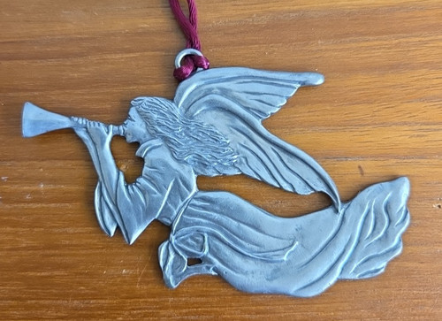 Seagull Pewter Canada Angel Ornament Xmas Vintage 1988 Trumpet Horn 4"