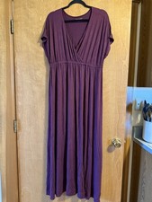 NWT Amazon Essentials Short Sleeve Maroon Wine Maxi Dress Stretchy Soft Size XL