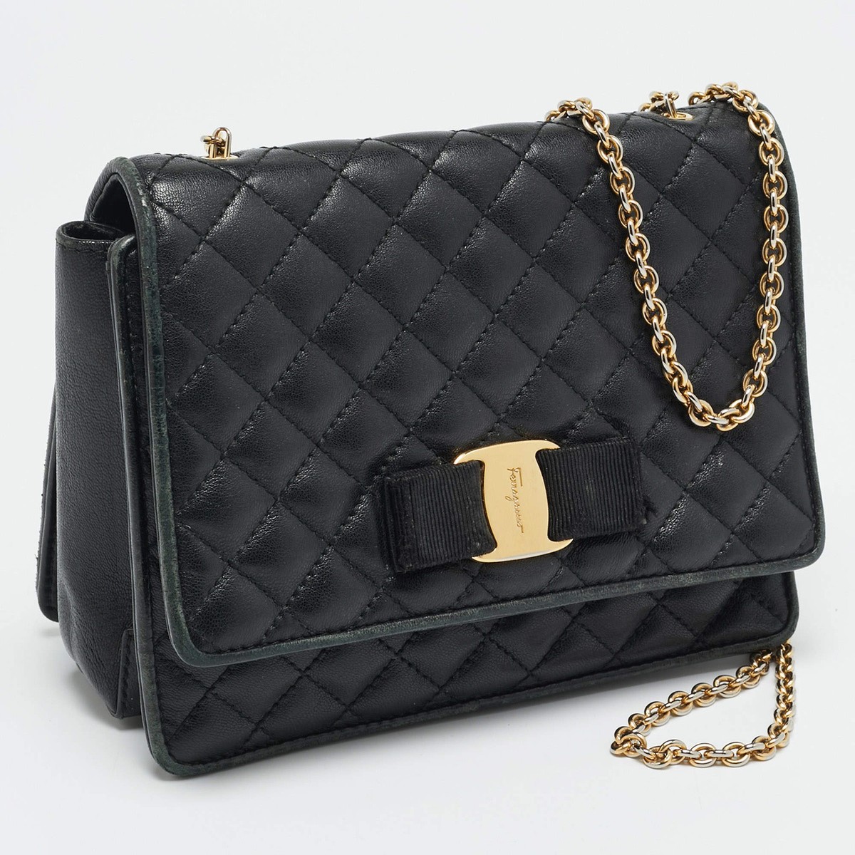 Y*s様 Salvatore Ferragamo キルティング チェーンバッグ Salvatore Ferragamo Ginny Black Quilted Leather Shoulder Bag | eBay