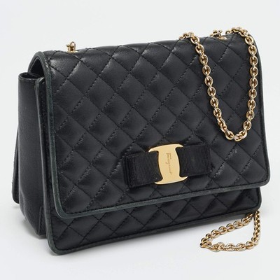 Y*s様 Salvatore Ferragamo キルティング チェーンバッグ Salvatore Ferragamo Ginny Black Quilted Leather Shoulder Bag | eBay
