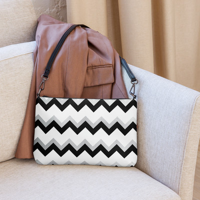 Chevron Print Crossbody Bag Faux Leather   Or Travel/Make-up Bag-New Never Used