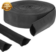 33 FT Nylon Hydraulic Hose Protector Sleeve Black Protective Cover Hose Sheath