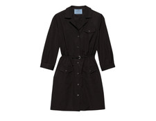 PRADA Black Poplin Mini Shirt Belted Dress Size 38/ US 2