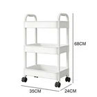 3-Tier Storage Trolley on Wheels Space-Saving Shelving Cart with Handle - White photo 3