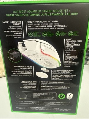 Razer Basilisk V3 Pro White Wireless Gaming Mouse 30K DPI HyperScroll Chroma RGB