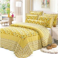 Cotton Polka Dot Comforter Set Sunflower Patchwork Bedspreads Quilt Sets Sunf...