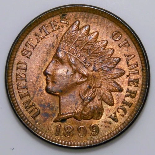 1899 Indian Head Cent Bronze RB UNC i810