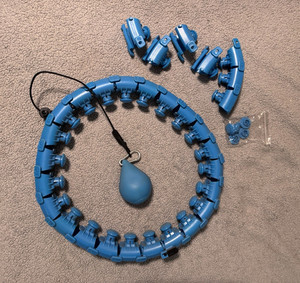 Blue Adjustable Weighted Hula Hoop Set w/ Weight Ball, Plastic Gym & Training