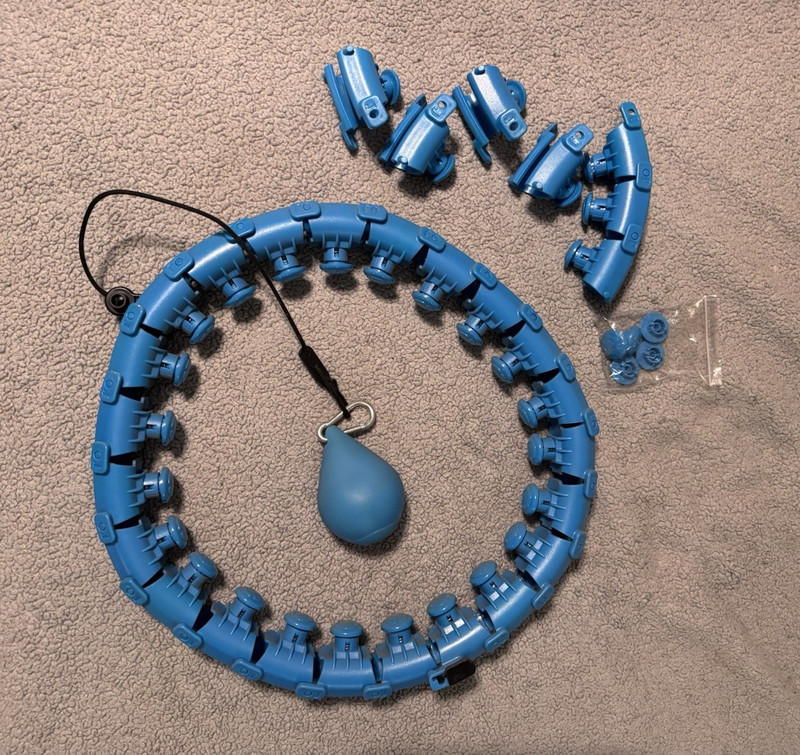 Blue Adjustable Weighted Hula Hoop Set w/ Weight Ball, Plastic Gym & Training