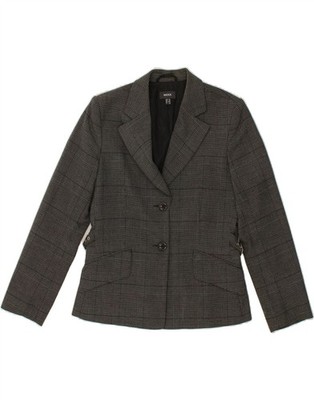MEXX Womens 2 Button Blazer Jacket UK 10 Small Grey Check Polyester BY56
