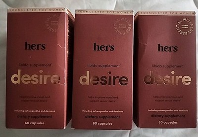 Lot of 3 Hers Desire Libido Support Supplement 60ct Each - (Exp 01/2027)