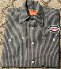 Vintage SOHIO Gas Station Attendant Short Sleeve Shirt Size 14-14 1/2 small