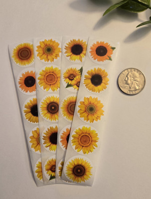 20 Sunflower Stickers/Sunflower labels/Sunflower Seals /Summer stickers