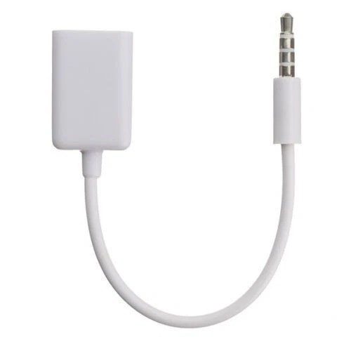 Cable adaptador convertidor USB 2.0 A hembra conector de audio auxiliar macho blanco de 3,5 mm Foto 4 de 4