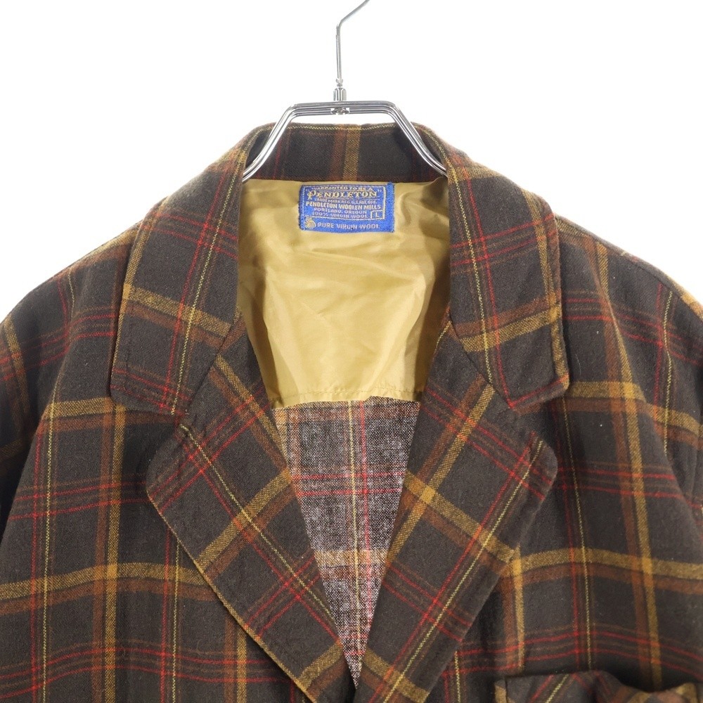 Pendleton 60s Check Wool Tailored Jacket Brown L … - image 3
