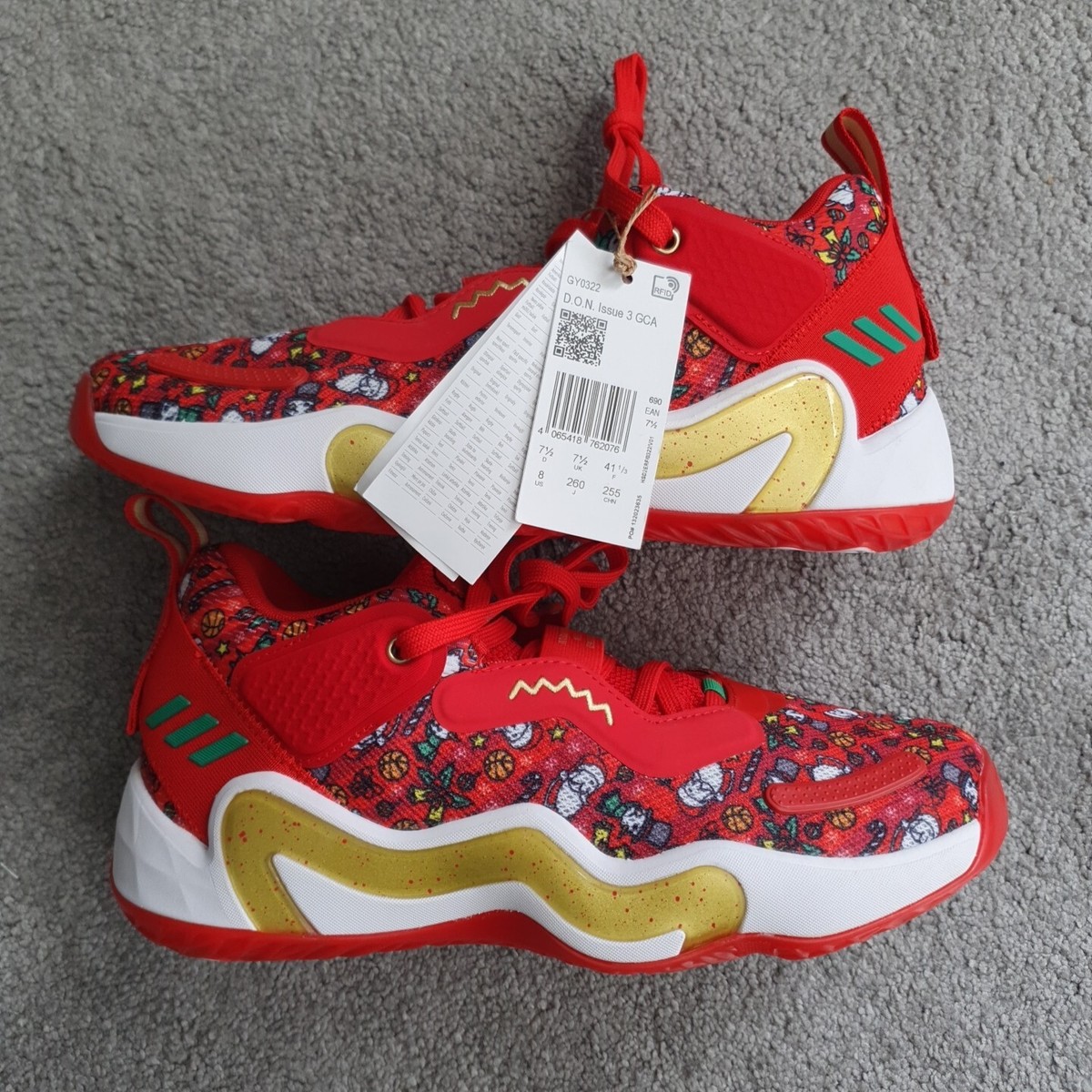 Adidas D.O.N.Issue 3 GCA Christmas Red White Basketball Shoe