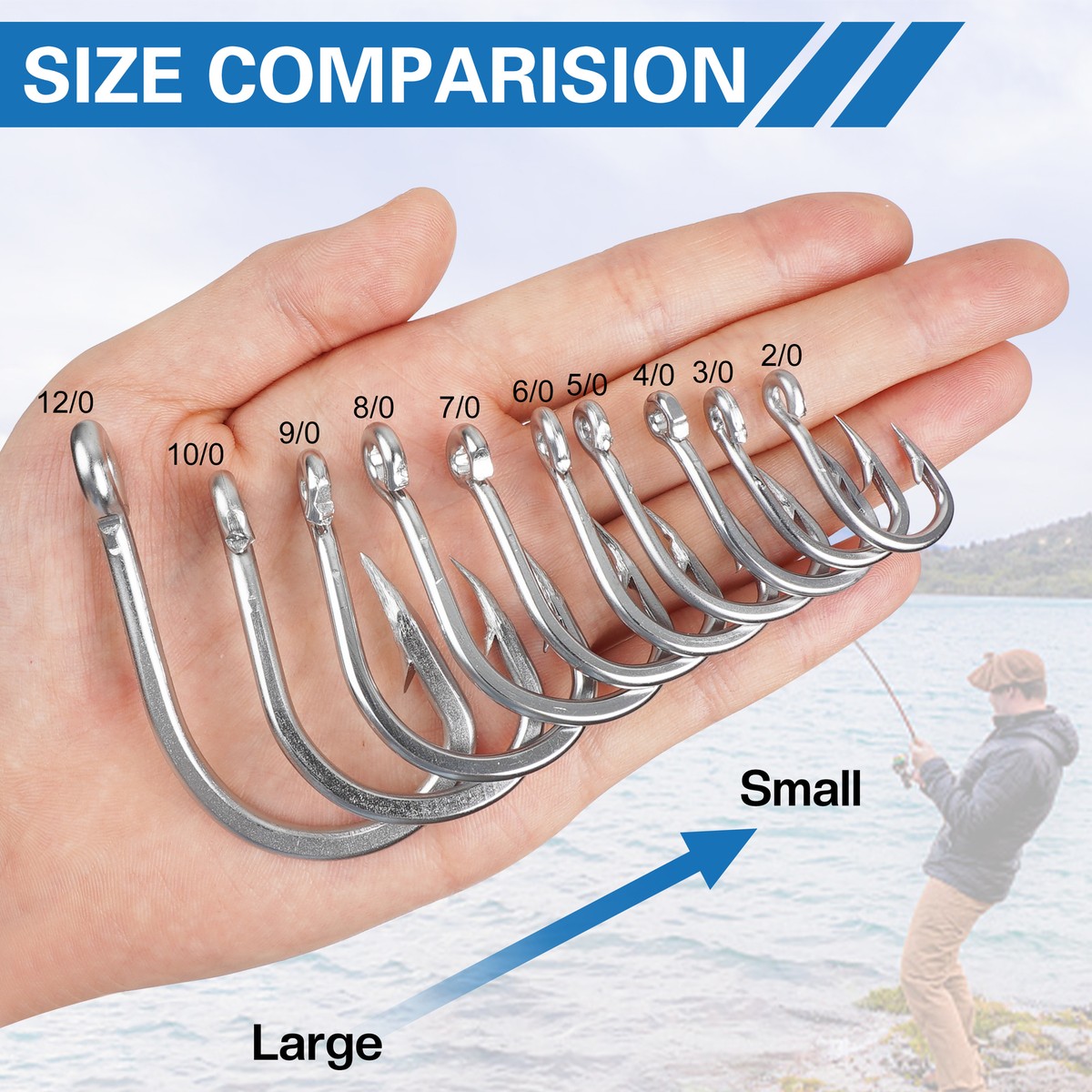 10884 Stainless Steel Saltwater Fishing Hooks Big Game Sharp Hook Size 2/0 -12/0 | eBay
