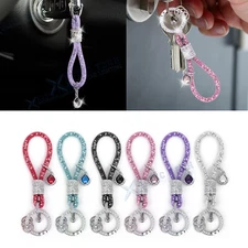 Crystal Bling Car Keychain Ring Strap Accessories Set Key Decorations for Women