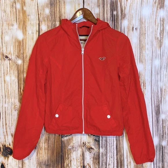 Hollister red store bomber jacket