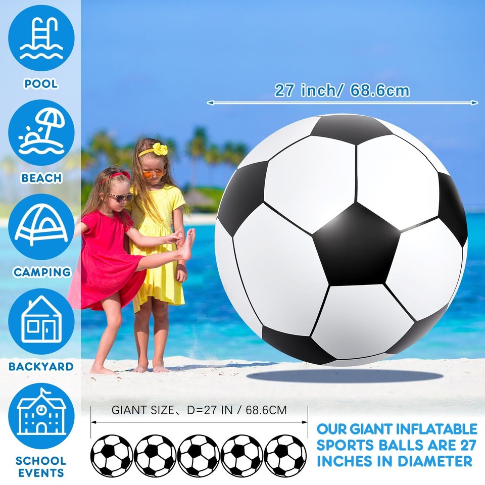 2 Pcs 27 Inch/ 40 Inch Giant Inflatable Sports Balls Large Inflatable