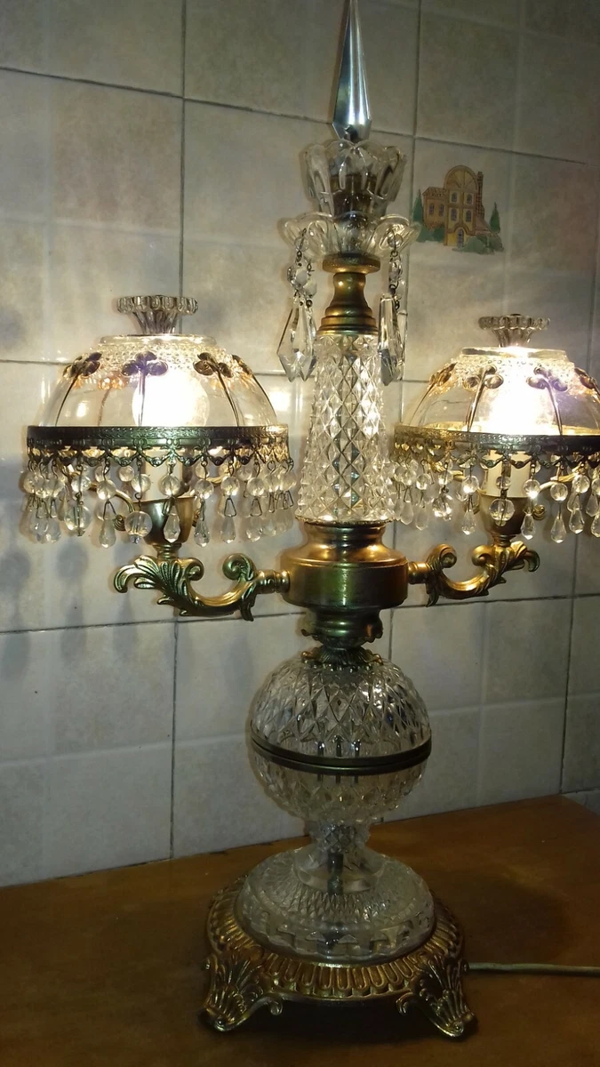 Vintage brass and crystal lamps deals