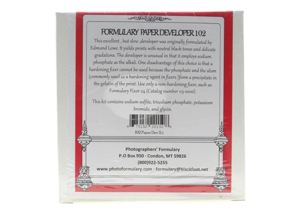 New - Photographer's Formulary Inc - Paper Developer 102 - Cat. No 02-0150 - Image 2 of 2
