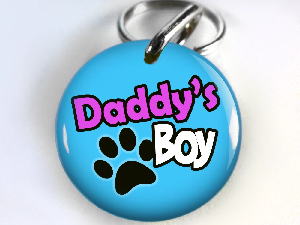 Dog ID Tag Pet id tags Humor Funny cat tag Daddy s Boy eBay