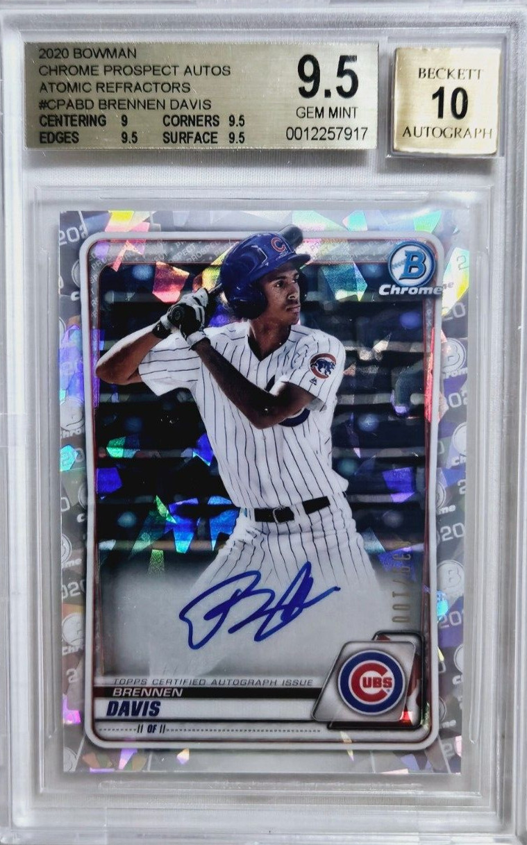 2020 Bowman Chrome Brennen Davis Atomic Refractor /100 Rookie Auto RC BGS 9.5/10