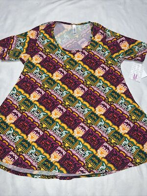Lularoe Medium Perfect T/12-18 Unicorn   Purple Yellow Tribal Aztec Southwest M