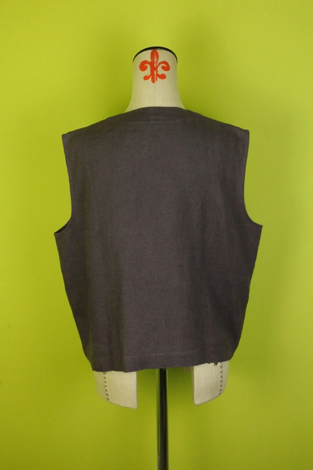 Eskandar England Womens 2 Oversized Linen Lavender Purple Vest Top 4 Buttons EUC - Image 3 of 4