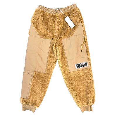 Stella McCartney Kara Track Pants Twill Faux Mouton Panel Beige 44 