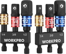WORKPRO Impact Grade Socket Adapter Set, 1/4", 3/8", & 1/2" Drive, Extension