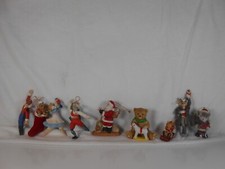 Lot of 9 Vintage Ceramic/Porcelain Christmas Ornaments Santa Dancers