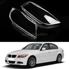 Pair Xenon Front Headlight Headlamp Plastic Clear Lens Cover For BMW 3 E90 / E91