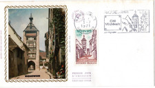 1685+ FDC ENVELOPPE FLAMME  1er JOUR  SUR SOIE       RIQUEWIHR