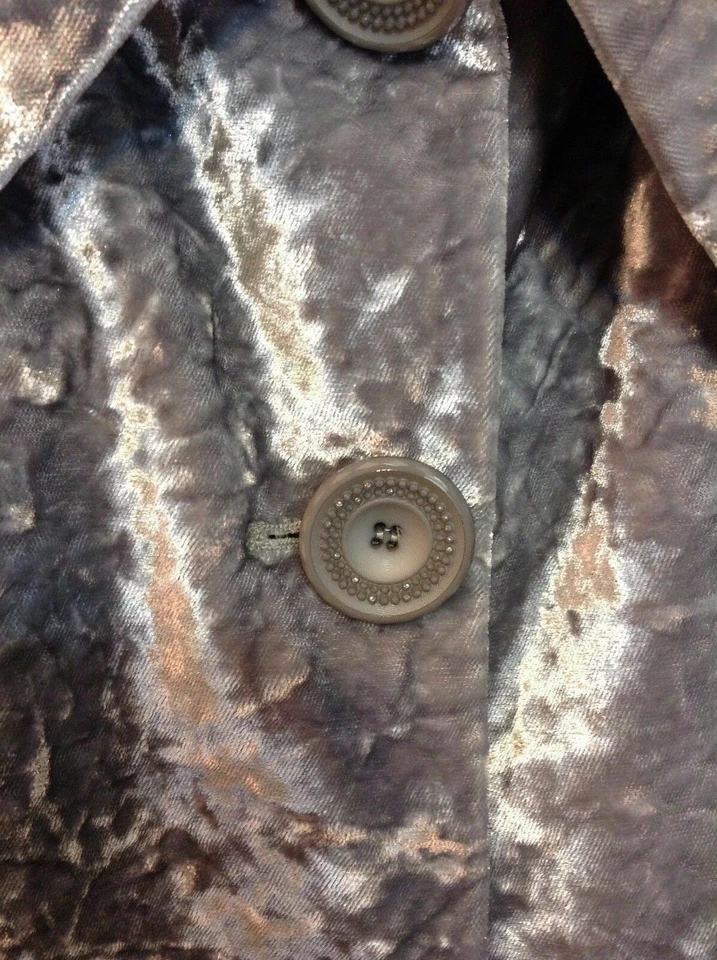 NWT! SUTTON STUDIO Jacket ~Silver Soft Plush Velveteen Button Down Front ~Sz.6 - Image 3 of 4