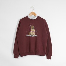 Vintage 90s Labrador Puppy Sweatshirt Large Mock Neck Faded Distressed Crewneck