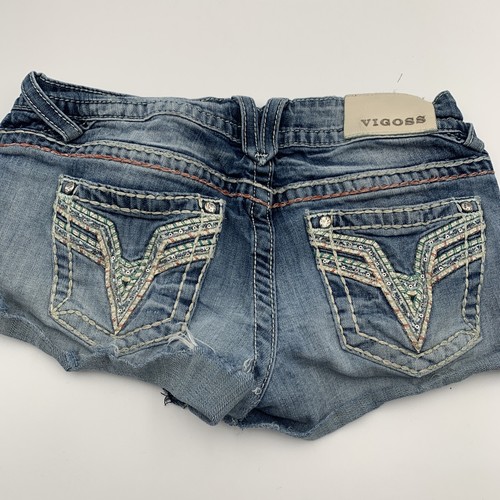 Vigoss Womens Shorts Size 5/6 The Chelsea Jean 3" Inseam Distressed Embellished - Picture 7 of 12