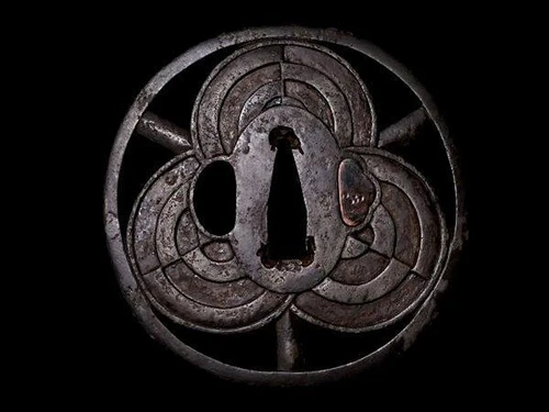 Tsuba Triplets of The Yin-Yang Cycle Diagram Japanese Iron Sword Guard with Box - Picture 2 of 9