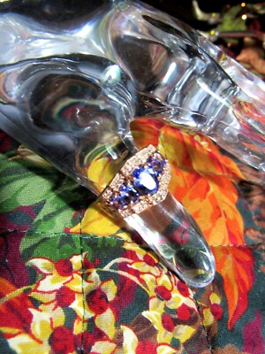 Tansanit und Diamant Ring, 18 Karat Roségold -- Größe 8 -- unter Preis