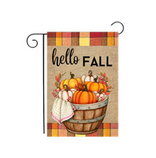 "Hello Fall" Pumpkin Basket Garden Flag 12.5" x 18"