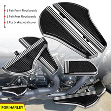 Front Rear Floorboards Brake Pedal Cover Set For Harley Road Street Tour Glide