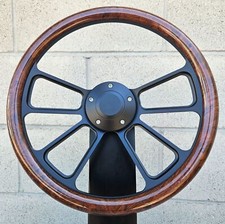 14 Black 4 Spoke Steering Wheel W Hydro Dipped Burlwood Half Wrap Horn