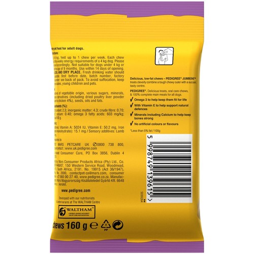 64 Pedigree Jumbone Mini Small Dog Treats Chicken & Lamb Dog Chews (8x160g) - Picture 5 of 10