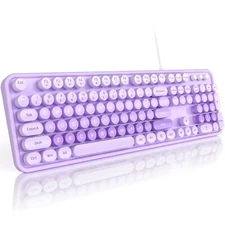 MOFII Keyboard Wired Large Print, Computer Keyboard Plug Play, Colorful Retro...
