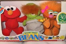 Vintage Sesame Street Beans Elmo, Oscar and Zoe NEW In Box 1997 Tyco Rare