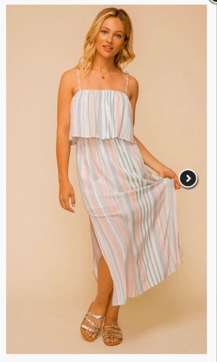 Hem and top thread striped dress